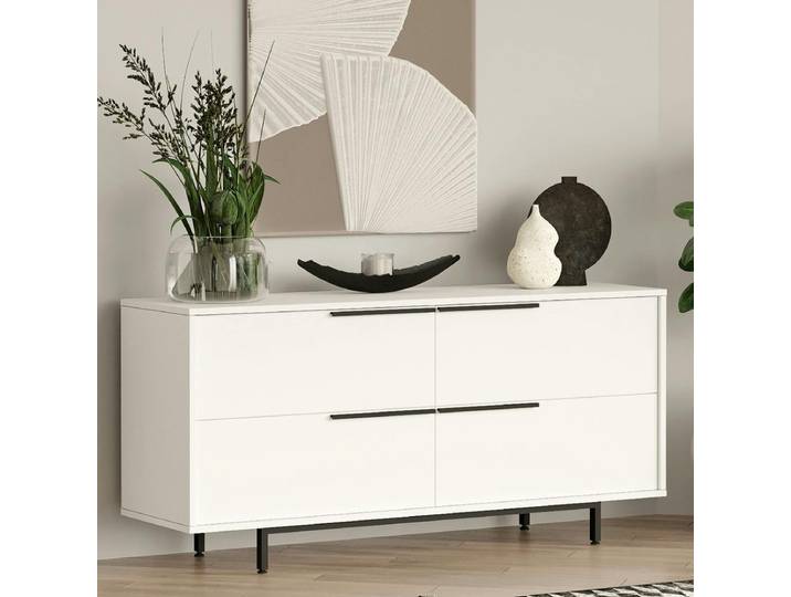 Buffet moderne 4 portes battantes VAREN - Blanc