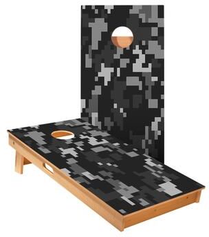 Skip's Garage Black Digital Camo Cornhole Boards