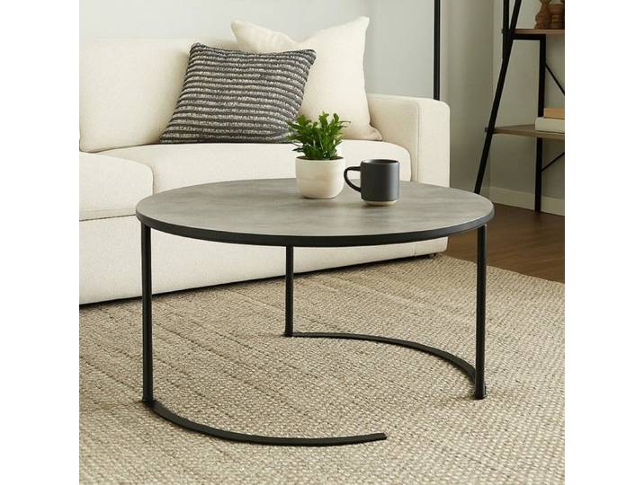 Table basse / table MACAO – plateau gris mat et structure noire