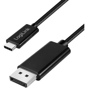 LogiLink Displayport-Kabel USB 3.2, CUA0120, 8K UHD, DP 1.4, USB-C 3.0 auf Displayport, 32,4 Gbit/s, 120Hz, 1,8 m