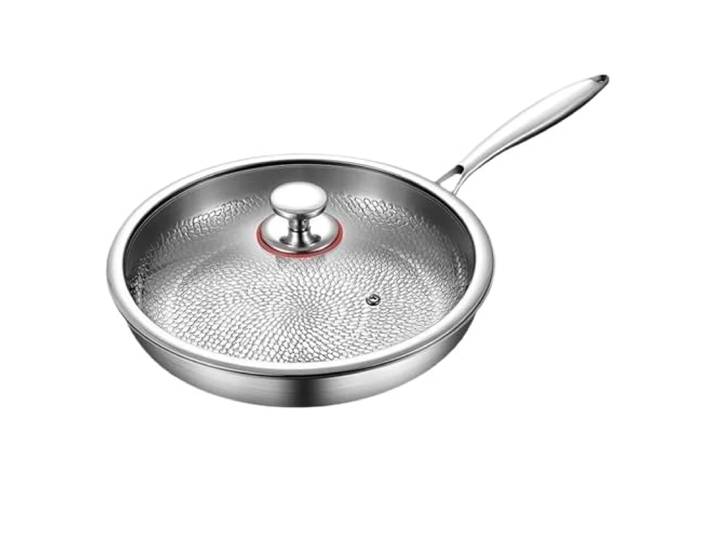 Bratpfanne, antihaftbeschichtete Pfanne mit Deckel, Kochtopf aus Legierung Bratpfanne, unbeschichtete Stahlpfanne mit Deckel(1Pcs 28CM silver)