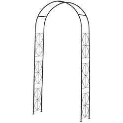 Outsunny Torbogen, Rankgitter, Pflanzbogen, Rankhilfe, Garten, Bogendach, Metall, Schwarz, 114 x 30 x 230 cm