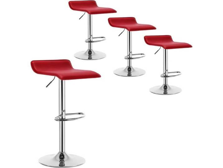WOLTU Lot de 4 Tabourets de bar en similicuir Tabourets de bar pivotant hauteur réglable Bordeaux