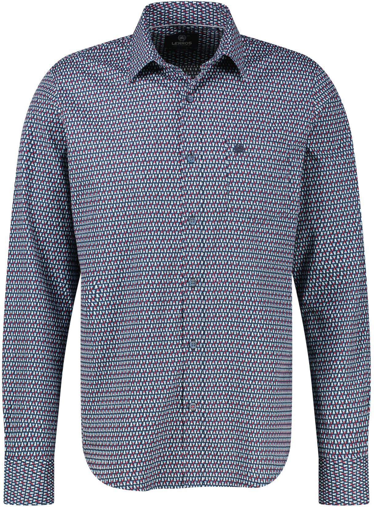 Langarmhemd LERROS "Sportliches Herrenhemd mit modernem Minimalprint-Design", Herren, Gr. L, Normalgrößen, bunt (muted rot), 100% Baumwolle, Hemden