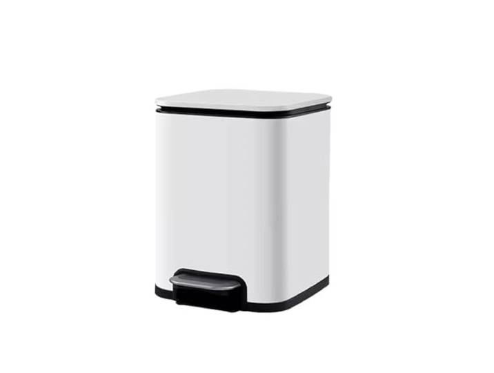 YUHANXINHESHE Mülleimer aus Edelstahl for Wohnzimmer, Küche, Haushalt, Toilette, Badezimmer, Büro, Pedaltyp mit Deckel, groß, großes Fassungsvermögen(White,8L)