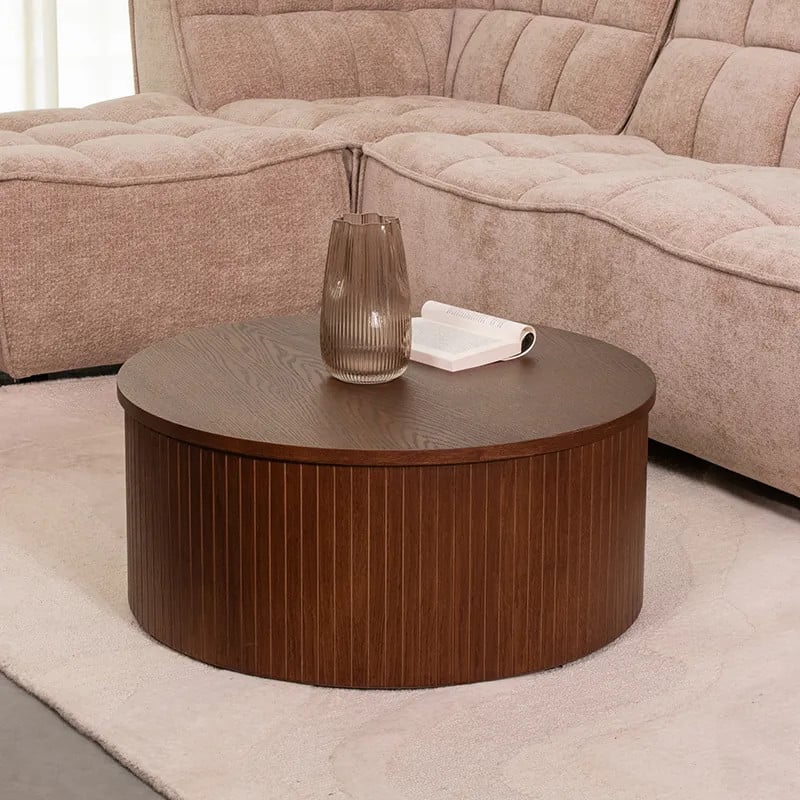 Label51 Salontafel Oliva Rond - Walnoot en Eiken - Diameter: 70 cm