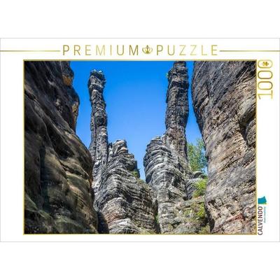 CALVENDO Puzzle Sächsische Schweiz - Klettergebiet Bielatal | 1000 Teile Lege-Größe 64x48cm Foto-Puzzle für glückliche Stunden