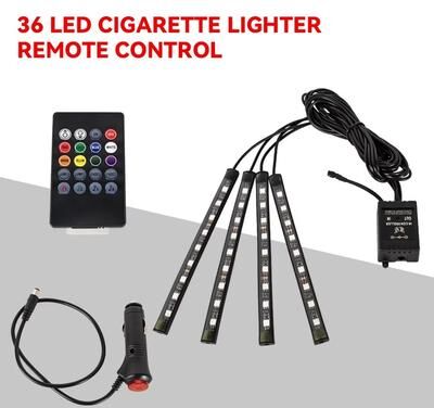 Inspired Finds LED Car Interior Ambient Lights RGB Footwell Lamp Kit With Remote & APP Music Control 36led Remote Cig