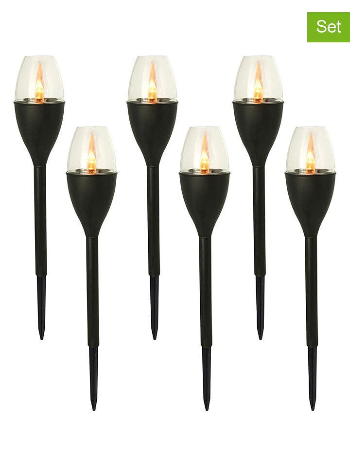 Joybos 6er-Set: LED-Solar-Gartenstecker in Schwarz - (L)37 cm - onesize