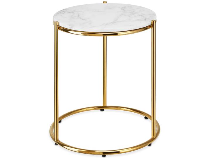 Table d'appoint ELSA aspect marbre et structure en acier - blanc/doré, par pièce