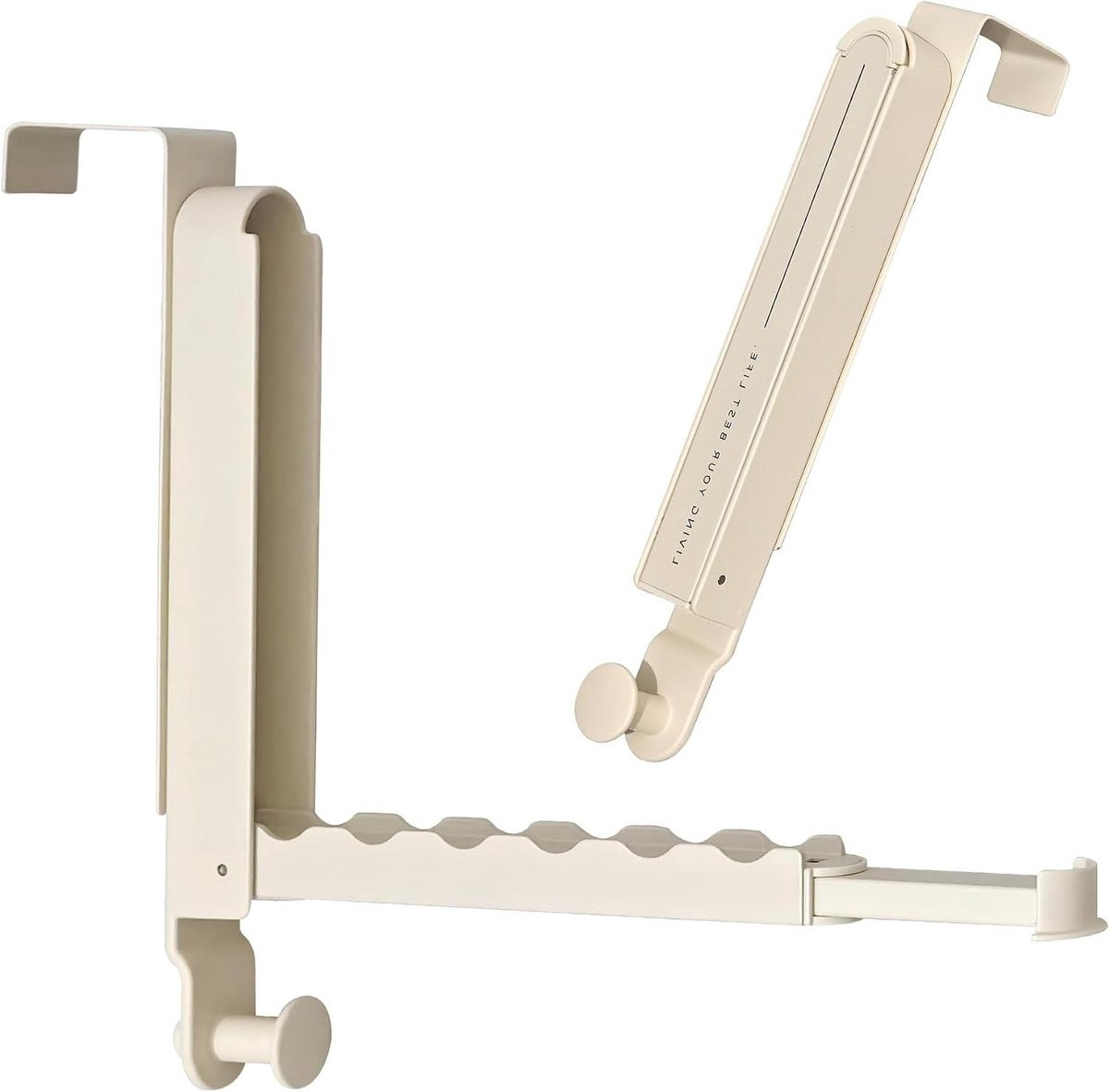 Inklapbare en uittrekbare deurophanger kledinghaak in off-white - 26,7 cm