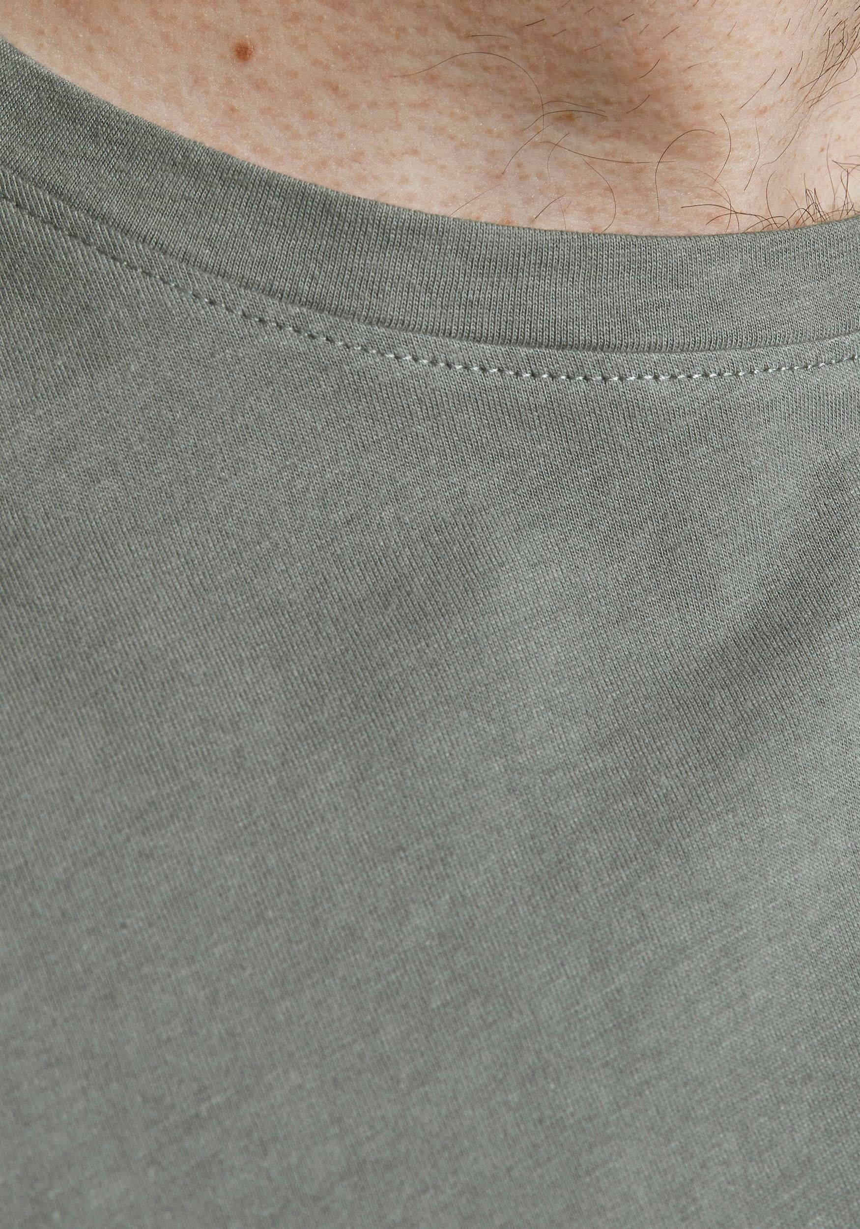T-Shirt "NOA TEE" Gr. 6XL, grau, JACK & JONES PLUSSIZE, Shirts, Herren, 6XL, Single Jersey, Obermaterial: 100% Baumwolle, unifarben, T-Shirt, mit abgerundetem Saum, bis Grösse 6XL grau 6XL