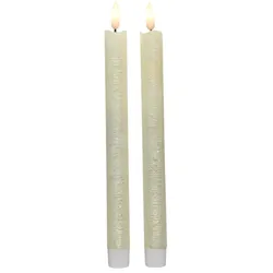 LED Stabkerzen Tafelkerzen Dinner Spitzkerzen rustikal 25cm creme 2St