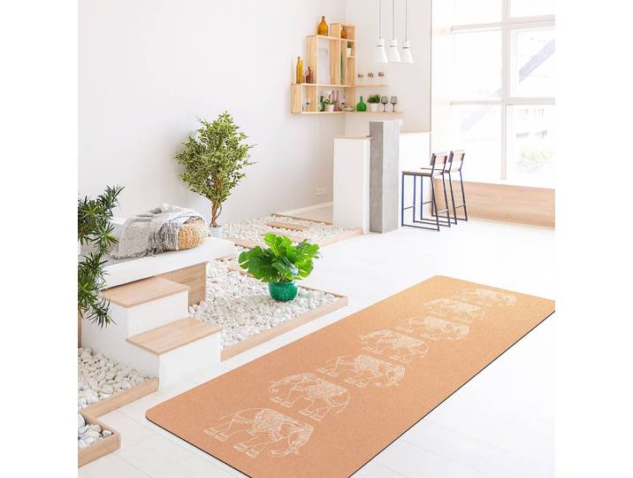 Läufer/Yogamatte Indischer Elefant 183 x 61cm Weiß