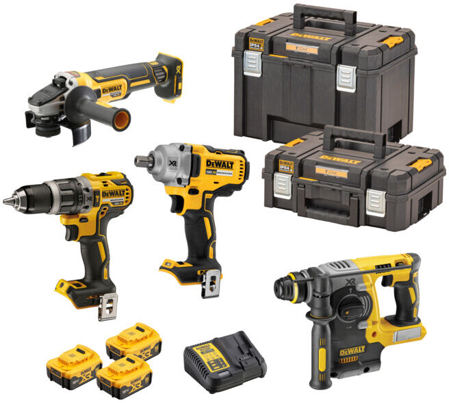 Kit perceuse-visseuse à percussion sans fil DEWALT 18V / 5Ah DCD 796, DCF 894, DCH 273, DCG 405, DCB 184 (DCK428P3T-QW)