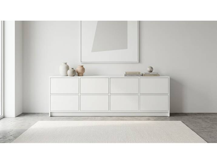 Langes Sideboard - Kommode mit vielen Optionen MDF Beschichtet MDF Weiß matt