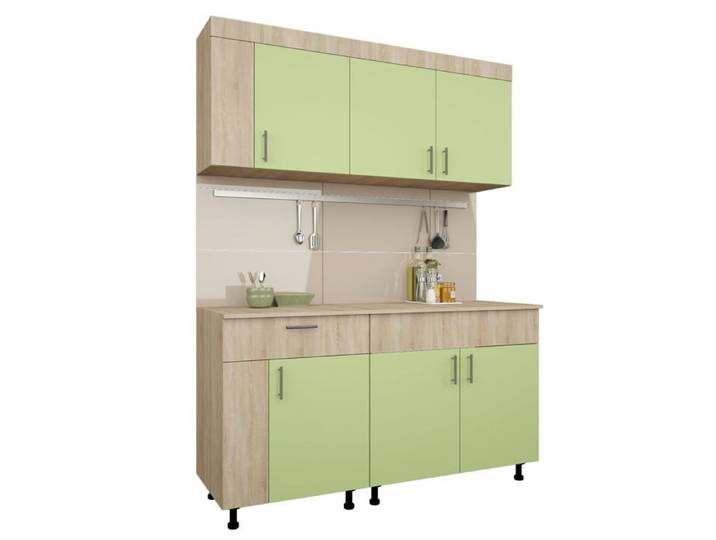 Set Cuisine Reno haaus Chêne Sonoma/Vert L 150 cm