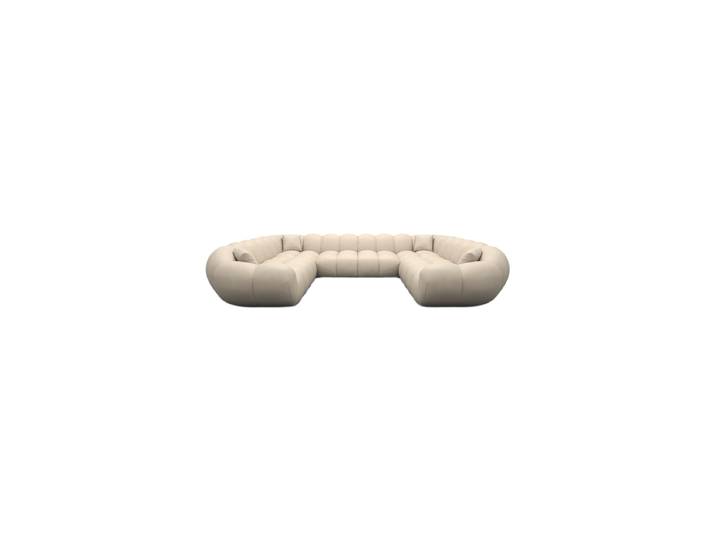 7-Sitzer Design Echtleder Panorama-Sofa „Levante Panorama“ Echtleder Beige BLOOMINGLOFT Collection