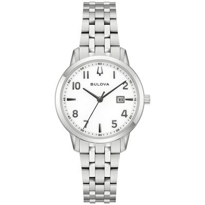Quarzuhr BULOVA "Sutton", silber (silberfarben), Armbanduhren, Damen, Quarzuhr, Armbanduhr, Damenuhr, Edelstahlarmband, analog, Datum