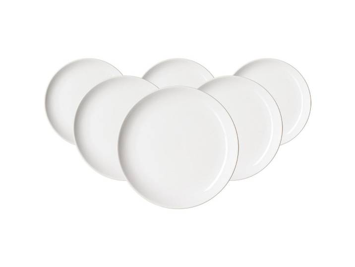 Ritzenhoff Breker Speiseteller Volos weiß ø 27,5 cm 6er Set, Weiß, Keramik, Rund, Geschirr, Teller, Speiseteller