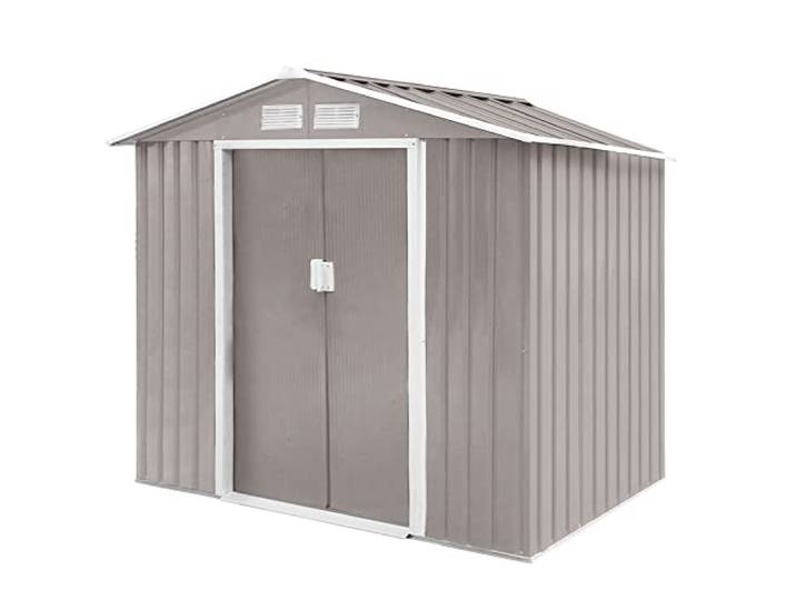 HATTORO S100 XL Metall Gerätehaus Verschiedene Größen Geräteschuppen Garten Schuppen Gartenhaus Hellgrau