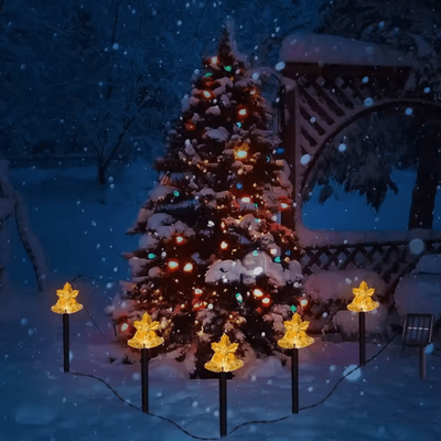 Inspire Curations 5 Piece Christmas Stake Lights 8 Mode Outdoor Pathway Decorations bell