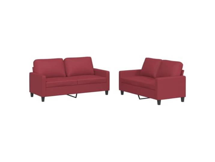 GHVBNMF 2-TLG Sofagarnitur mit 4 Kissen Weinrot Kunstleder Couch Set Eleganter Blickfang fürs Wohnzimmer: Zweiteilige Couchgarnitur aus pflegeleichtem Kunstleder inklusive 4 weichen Kissen.