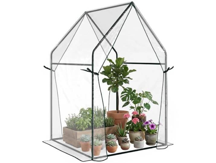 Outsunny Foliengewächshaus Doppeltür Klein PE 90 x 90 x 145 cm Transparent