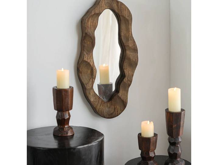 Miroirs asymétriques pour mur, cadre en bois, miroir irrégulier, miroir mural décoratif moderne pour salon, chambre à coucher, salle de bain, entrée