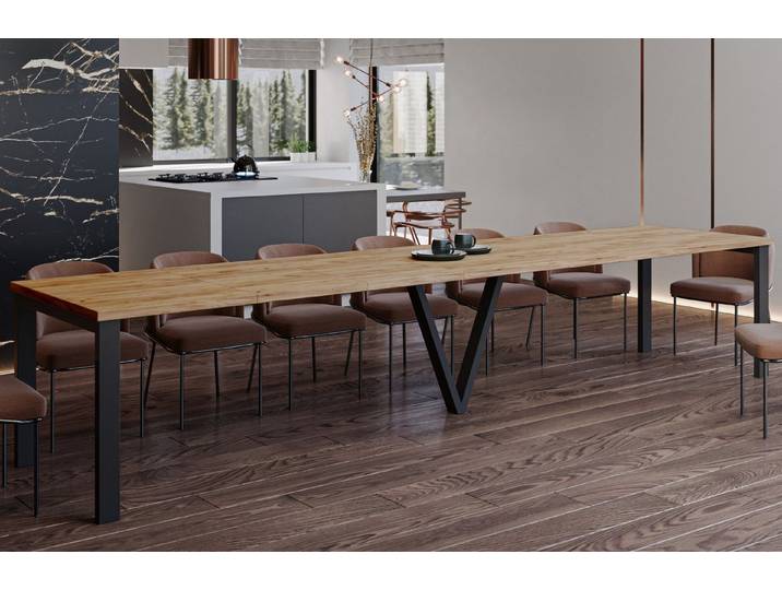 Endo-Moebel Esstisch Titan XXL 130-405 cm, Metallgestell, ausziehbar, 400cm Esstisch XXL 14 Personen riesiger Tisch 4m