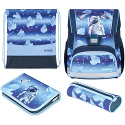 Herlitz Loop Plus Cosmic Explorer Schulranzen-Set Junge Polyester Blau, Dunkelblau