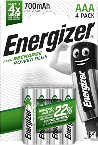 Energizer Recharge Power Plus HR03 Nickel-Metall-Hydrid AAA Micro Akku 700 mAh 4er Pack
