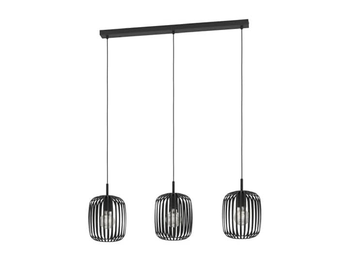Eglo Suspension luminaire Romazzina\, lustre à 3 lampes pour salon et salle à manger\, plafonnier à suspendre en métal noir\, lampe de plafond avec douille E27