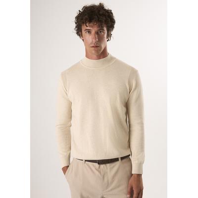 Rollkragenpullover FELIX HARDY "Halber Rollkragenpullover", Herren, Gr. XL, beige, 100% Baumwolle, hoch geschlossener Ausschnitt, Pullover Rollkragenpullover