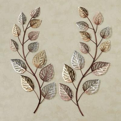 Touch of Class Glistening Leaves Autumn Wall Art Multi Metallic Set of Two, Set of Two, Multi Metallic