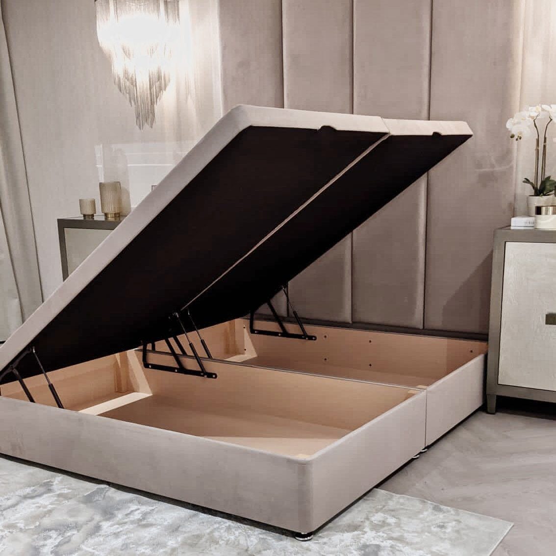 Mink Velvet Ottoman Divan Bed Base, Emperor