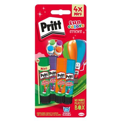 Pritt Klebestifte Fun Colors, 4 10 g sortierte Farben, (grün, orange, blau, lila) 9H PRRSI
