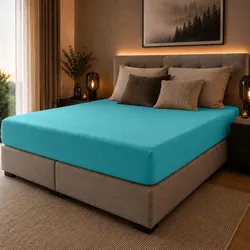 BettwarenShop Spannbettlaken für Boxspring Matratzen Ultra Stretch 180x220 cm | ozean - blau