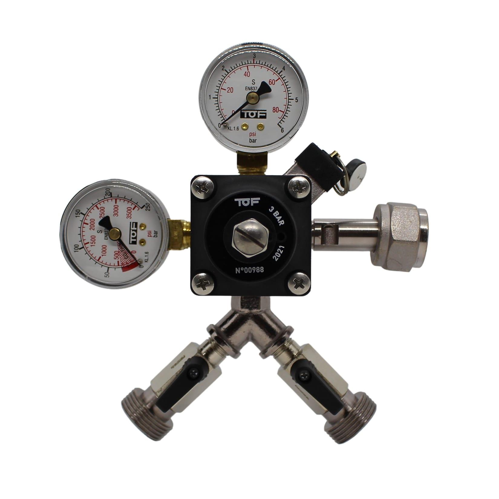 Druckminderer, Druckregler, Druckreduzierventil - CO2 für Bier Zapfanlage 3 bar, 2-leitig