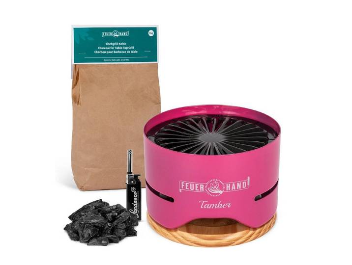 Landwiesen Holzkohlegrill Feuerhand Tamber Tischgrill + 1 kg
