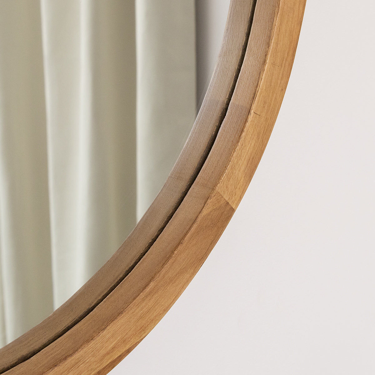 Round Dark Wood Frame Mirror - 55cm Wood, Glass, Metal