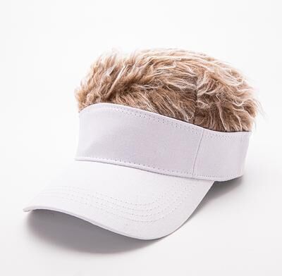 USA Free Shipping Shop Funny Wig Baseball Cap With Hair Adjustable Novelty Hat For Outdoor Sports & Costume Fun white1