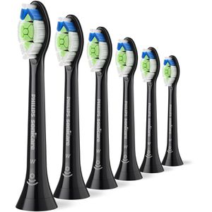 Philips Aufsteckbürsten Sonicare W2 Optimal White, HX6066/88, Standard, schwarz, 6 Stück
