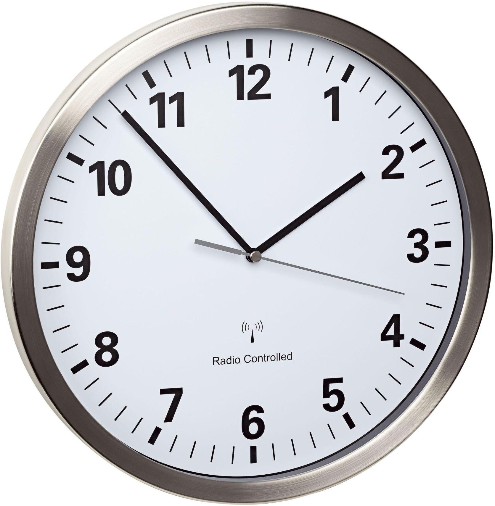 Funkwanduhr TFA DOSTMANN, silber (silberfarben), Wanduhren, Ø 30,5cm, Funkwanduhr, T:4,3cm silberfarben Ø 30,5cm