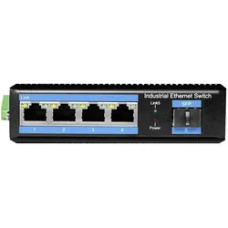 LogiLink Industrie Gigabit Ethernet Switch, 4-Port 1000 Mbit/s + 1 Port SFP (5 Ports), Netzwerk Switch, Schwarz