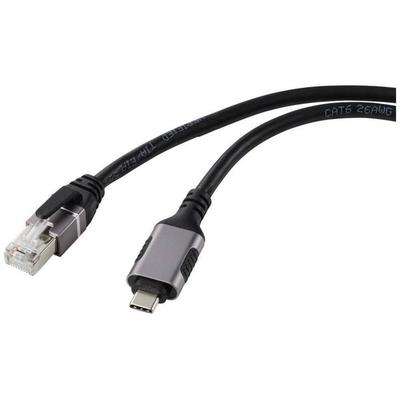 Renkforce USB, Netzwerk Adapterkabel [1x USB-C® Stecker - 1x RJ45-Stecker] 1.80 m Aluminium-Stecker