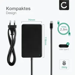 Cellonic Ladegerät Steckdose für HP Spectre x360 15-BL, Apple Macbook Pro 15 Touch - (90 W), Notebook Netzteil, Schwarz