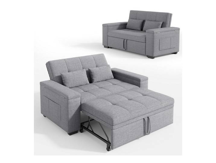 Bealife Schlafsofa 2-Sitzer, Drei verstellbare Rückenlehnenwinkel, B:157CM, Tagsüber Sofa, nachts Gästebett