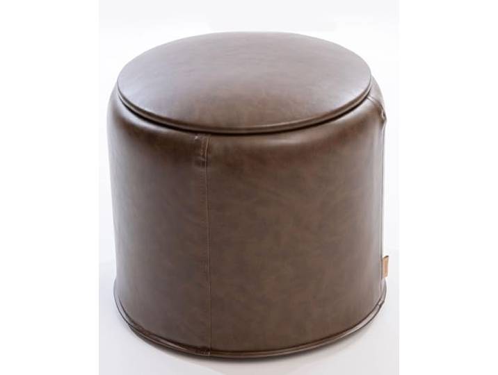 SIX Runder Polsterhocker mit Stauraum Beistelltisch Sitzhocker Kunstleder Braun Hocker mit Tablettfunktion Vielseitiger Hocker für Wohnzimmer und Schlafzimmer