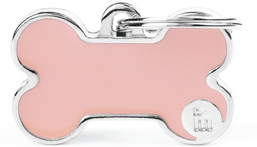 MyFamily Medaglietta per Cani Personalizzabile Osso Basic Handmade Rosa S